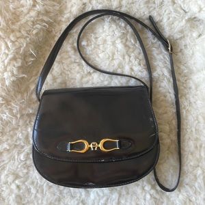 Black leather crossbody purse